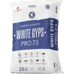 WG Pro 7.5 WHITE GYPS штукатурка машинна гіпсова 25 кг